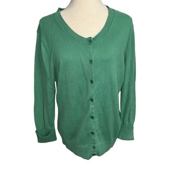 GAP solid blue Green Button Down Cardigan round neck sweater 100% cotton size XL - Picture 11 of 11
